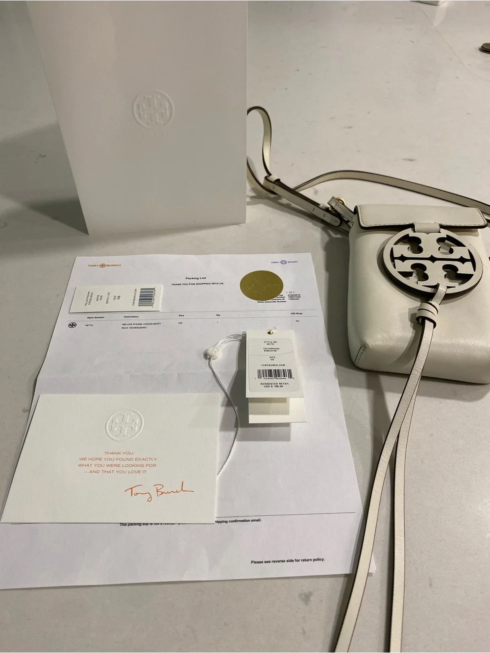 Tory Burch Cream Leather Miller phone Crossbody - Picture 15 of 15